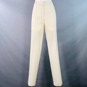 JIL SANDER Size 8 Cream Wool Flat Front Dress Pants